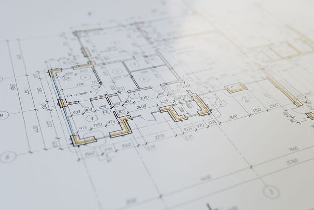 Close-up of an architectural floor plan