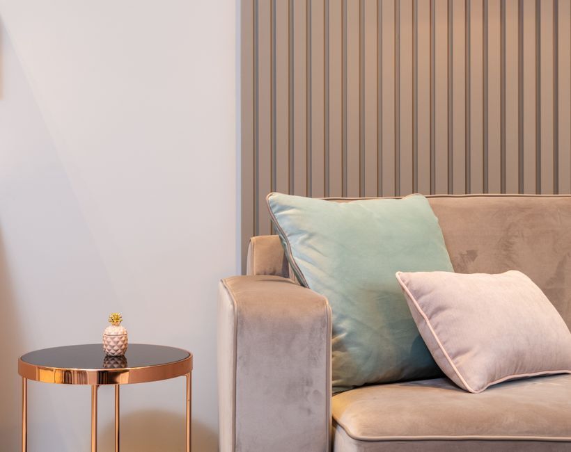 Sofa and side table in a light contemporary living room