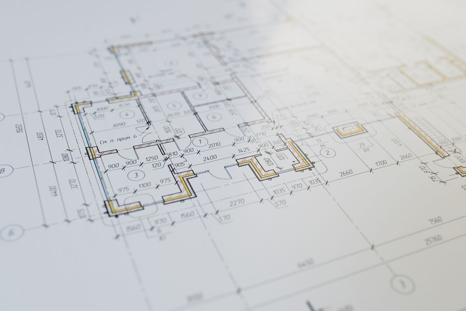 Close-up of an architectural floor plan